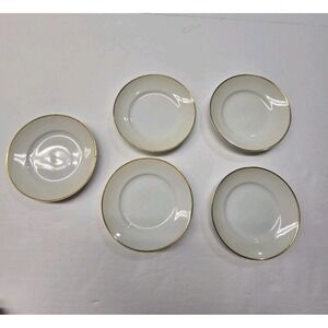 Meito‎ China Set 5 Hand Painted Gold Rim Bread Plates 4.5" Japan White Porcelain